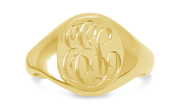 gold signet ring with engraved initials