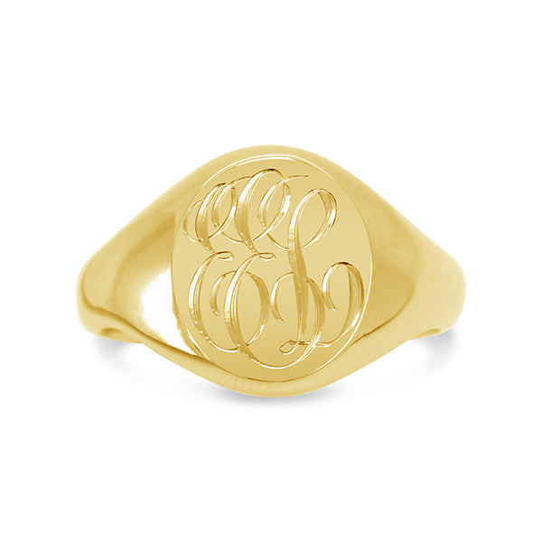 gold signet ring with engraved initials