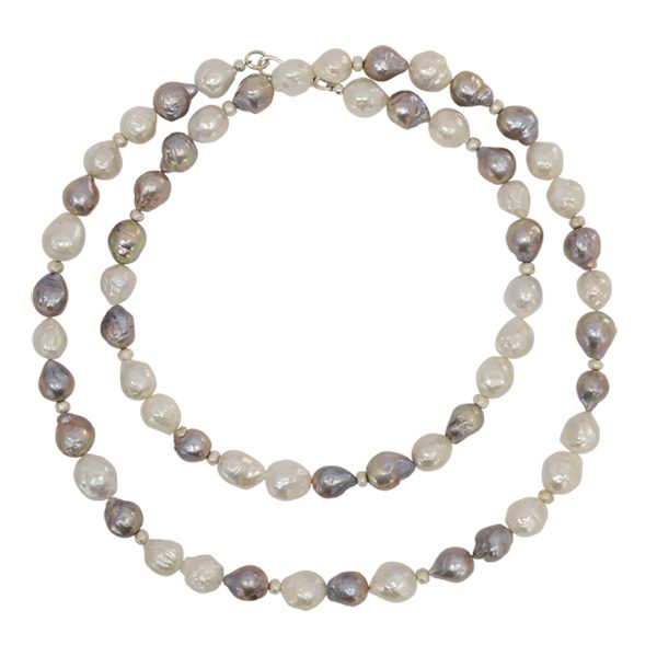 Long Grey Baroque Pearl Necklace