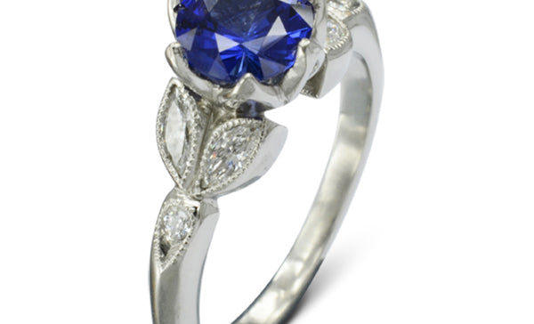 Dutch Tulip Sapphire Engagement Ring