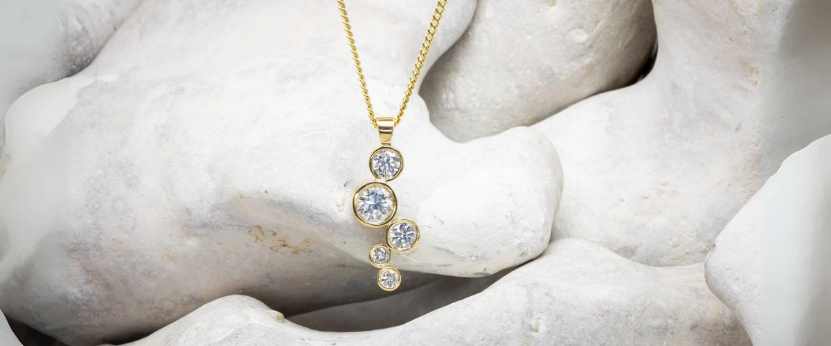 diamond pendant with stone background