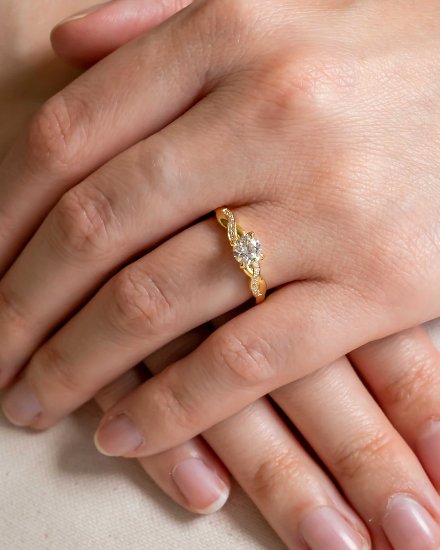 Handmade 0.53ct Natural Round Cut Twist Claw Engagement Ring by Pruden & Smith