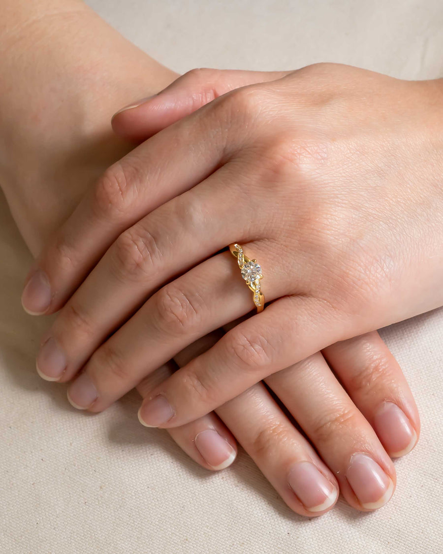 Handmade 0.53ct Natural Round Cut Twist Claw Engagement Ring by Pruden & Smith