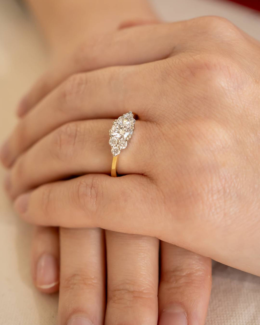 Handmade 0.87ct Round Cut Lab-Grown Trefoil Claw Engagement Ring by Pruden & Smith