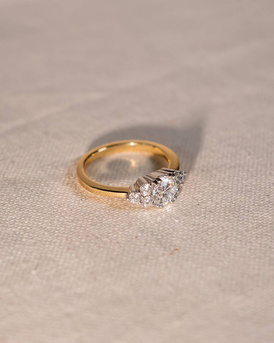 Handmade 0.87ct Round Cut Lab-Grown Trefoil Claw Engagement Ring by Pruden & Smith