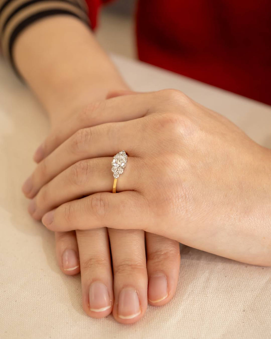 Handmade 0.87ct Round Cut Lab-Grown Trefoil Claw Engagement Ring by Pruden & Smith