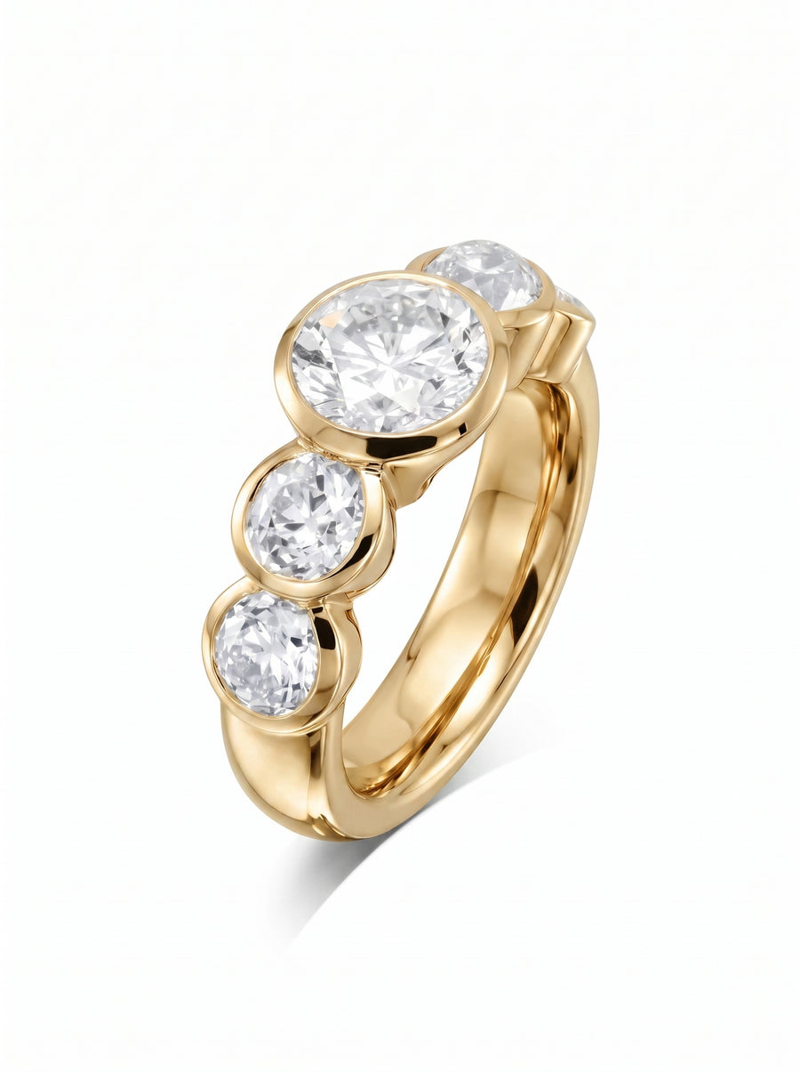 Art Deco Round Brilliant Cut Diamond Engagement Ring