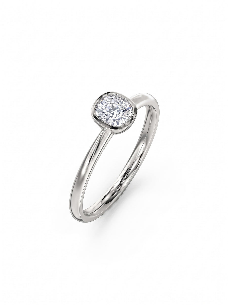Cushion Cut Bezel Engagement Ring