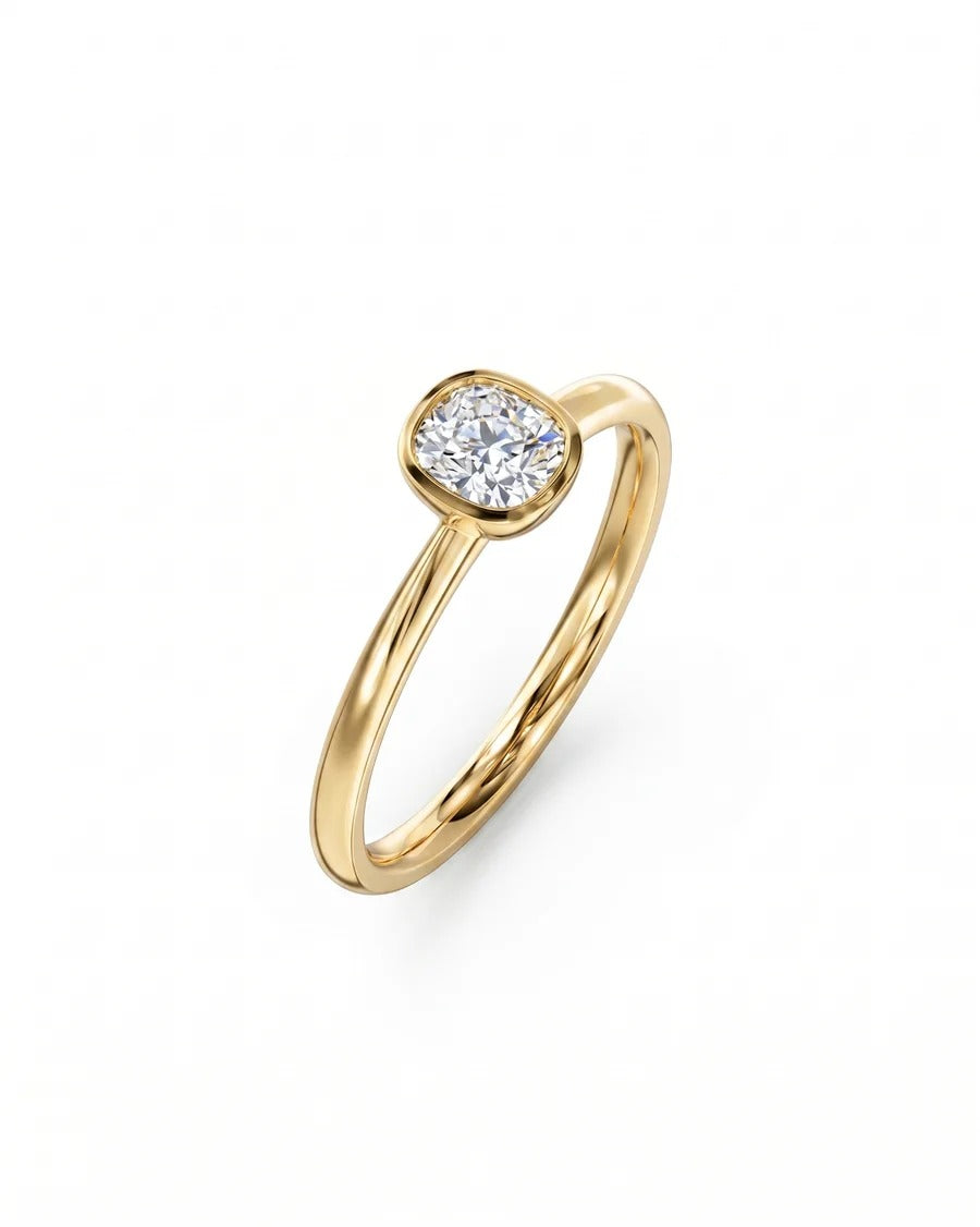 Cushion Cut Bezel Engagement Ring