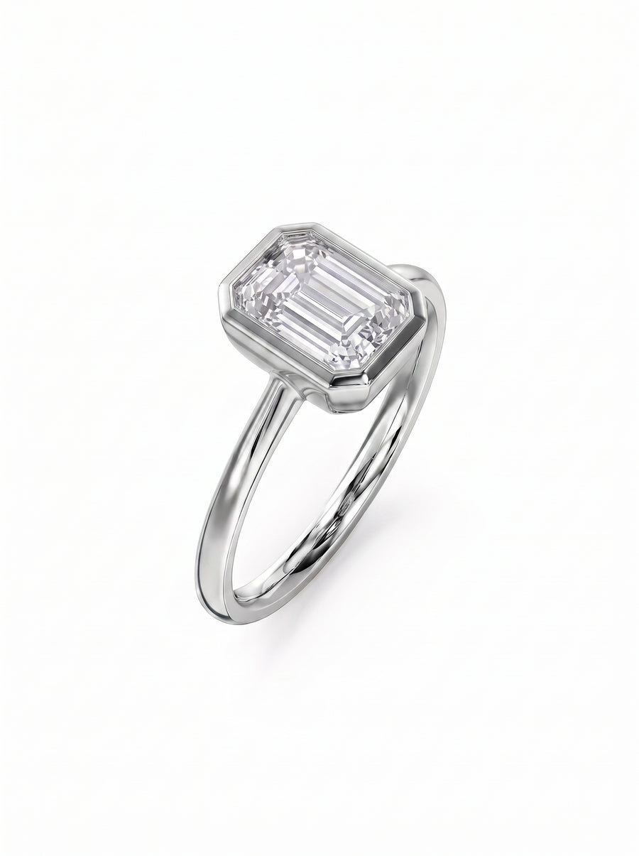 Emerald Cut Bezel Engagement Ring