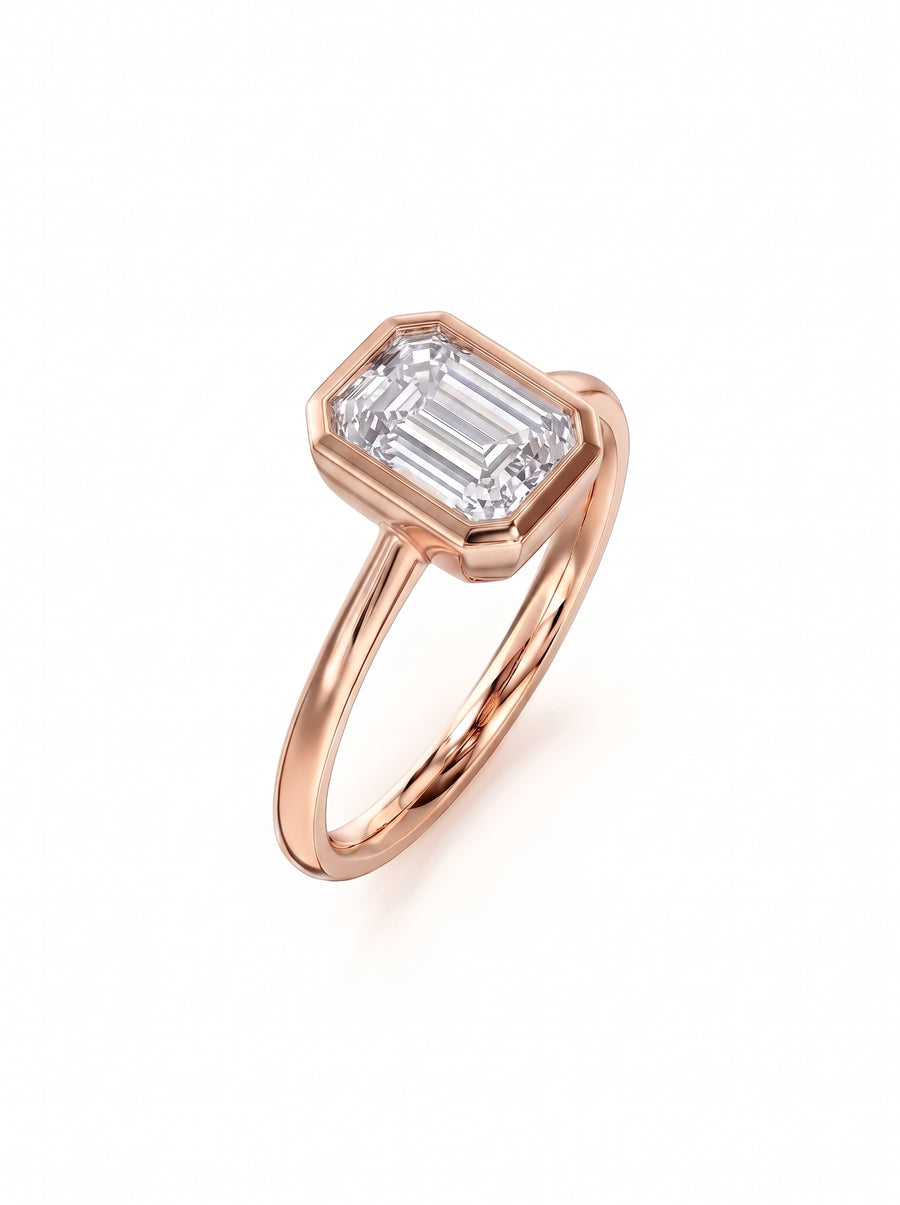 Emerald Cut Bezel Engagement Ring