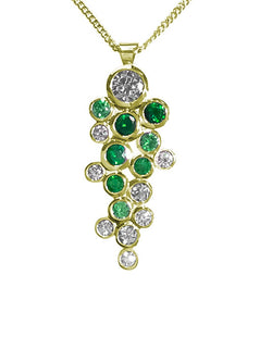 Water Bubbles Diamond and Emerald Pendant Pendant Pruden and Smith   