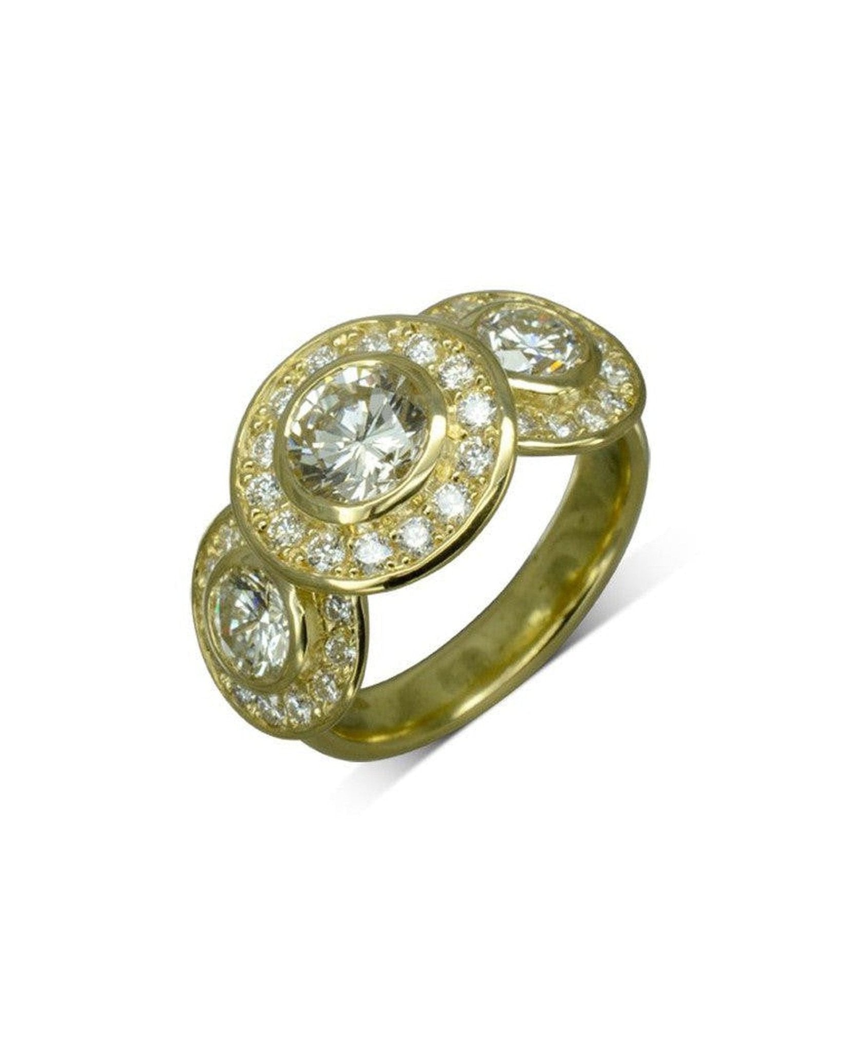 18ct Yellow Gold Diamond Trilogy Cluster Ring Ring Pruden and Smith