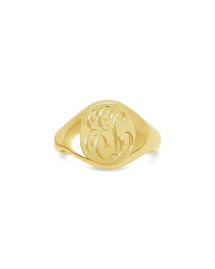 Hand Engraved Initials Signet Ring-White Gold Ring Pruden and Smith Three Script Initials