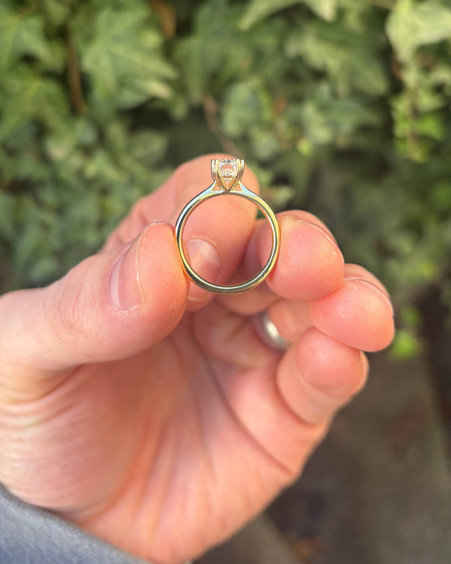 Handmade 1.5ct Cushion Cut Lab-Grown Diamond Hidden Halo Engagement Ring by Pruden & Smith