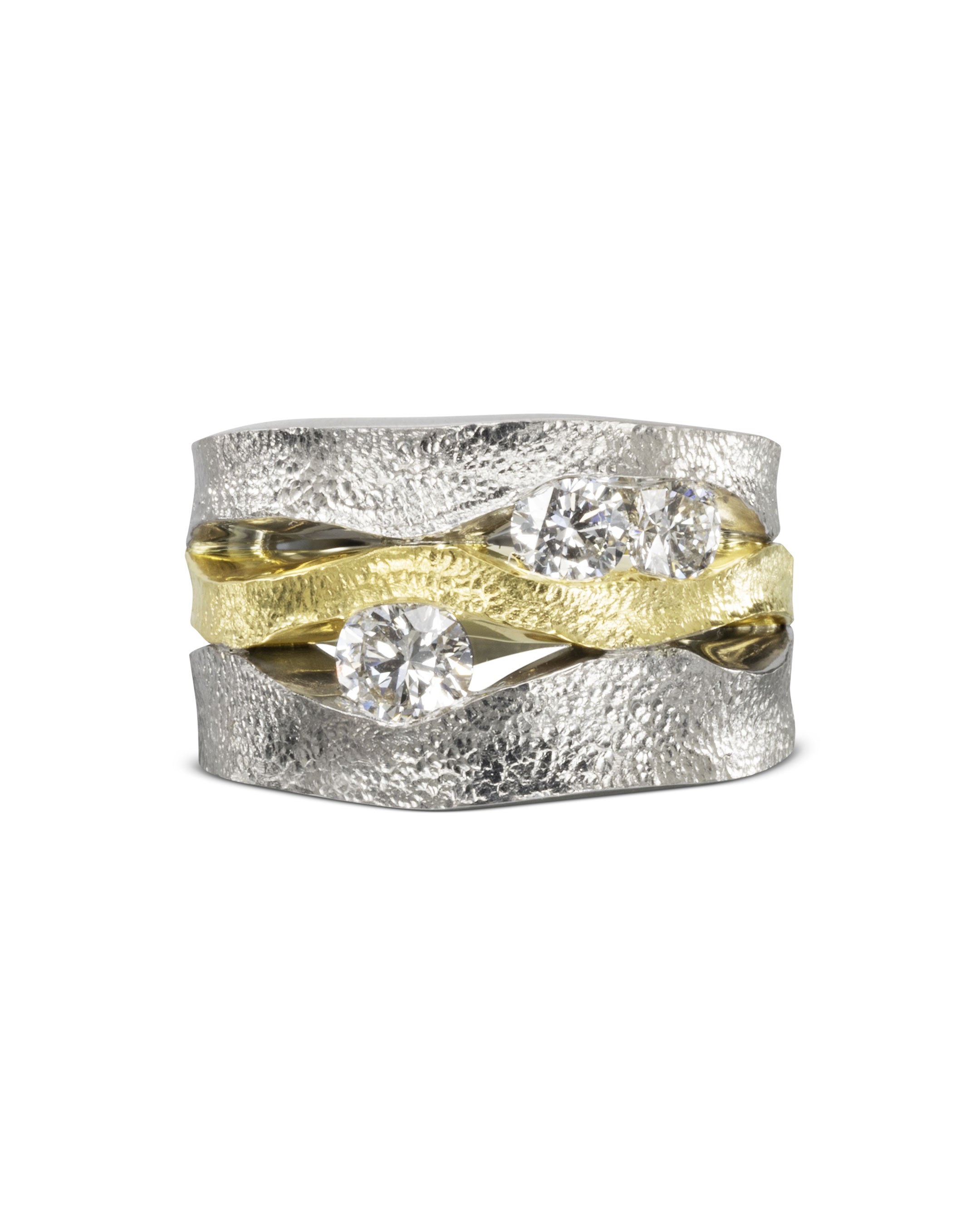 Trap Diamond Textured Mixed Metal Dress Ring (1ct) Pruden and Smith