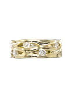 Trap Wide Three Band Yellow Gold Diamond Eternity Ring Ring Pruden and Smith   