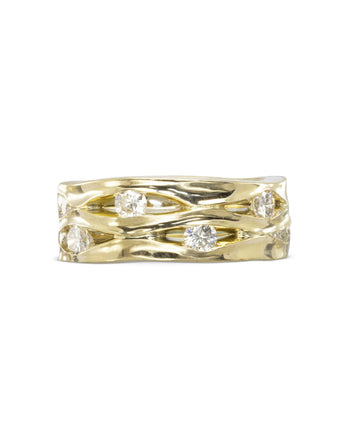 Trap Wide Three Band Yellow Gold Diamond Eternity Ring Ring Pruden and Smith   