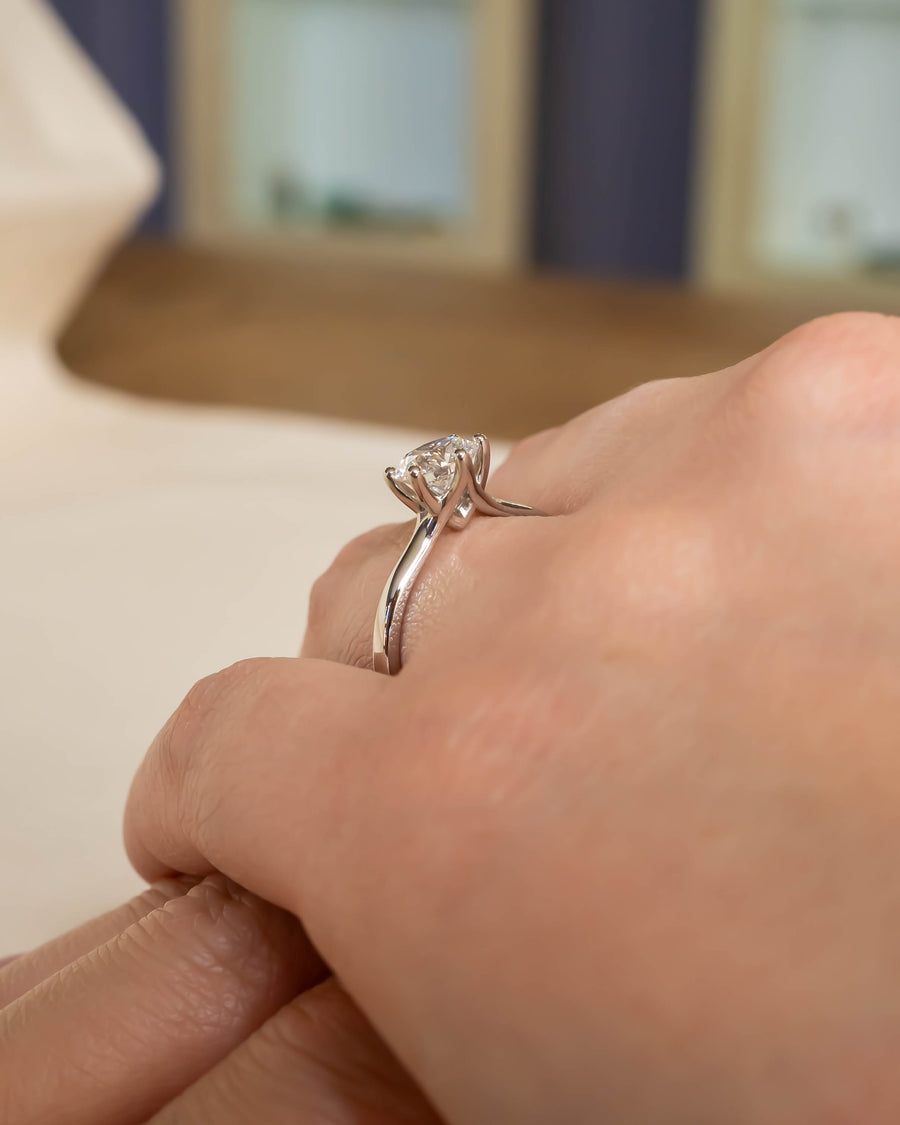 Handmade 1ct Round Cut Six Claw Solitaire Engagement Ring by Pruden & Smith
