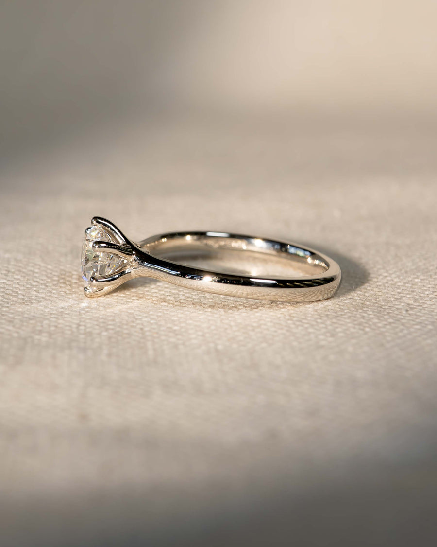 Handmade 1ct Round Cut Six Claw Solitaire Engagement Ring by Pruden & Smith