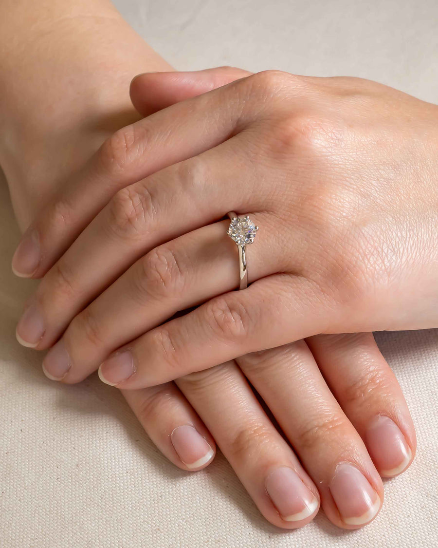 Handmade 1ct Round Cut Six Claw Solitaire Engagement Ring by Pruden & Smith