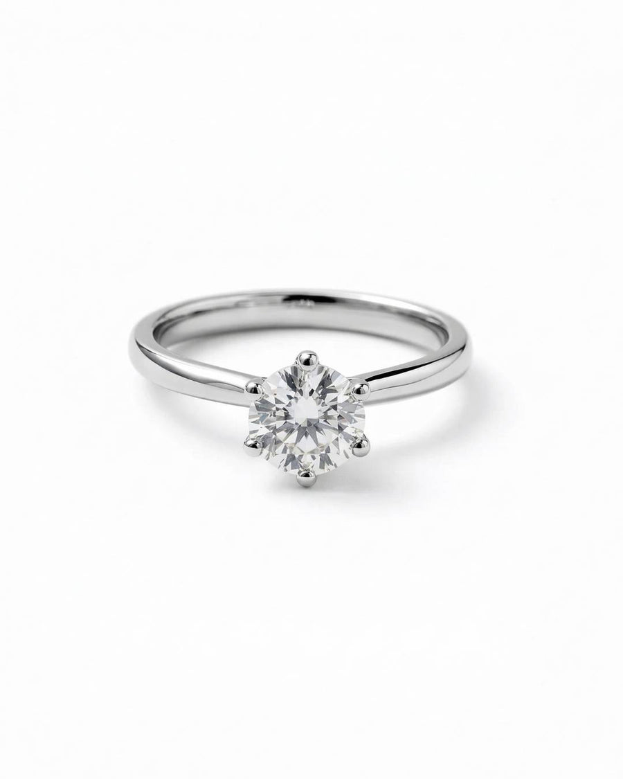 Handmade 1ct Round Cut Six Claw Solitaire Engagement Ring Platinum by Pruden & Smith
