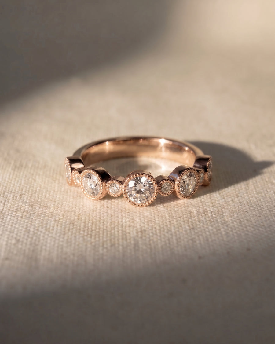 9ct rose gold alternating diamond eternity ring.