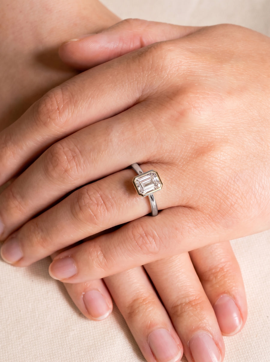 Emerald Cut Bezel Engagement Ring