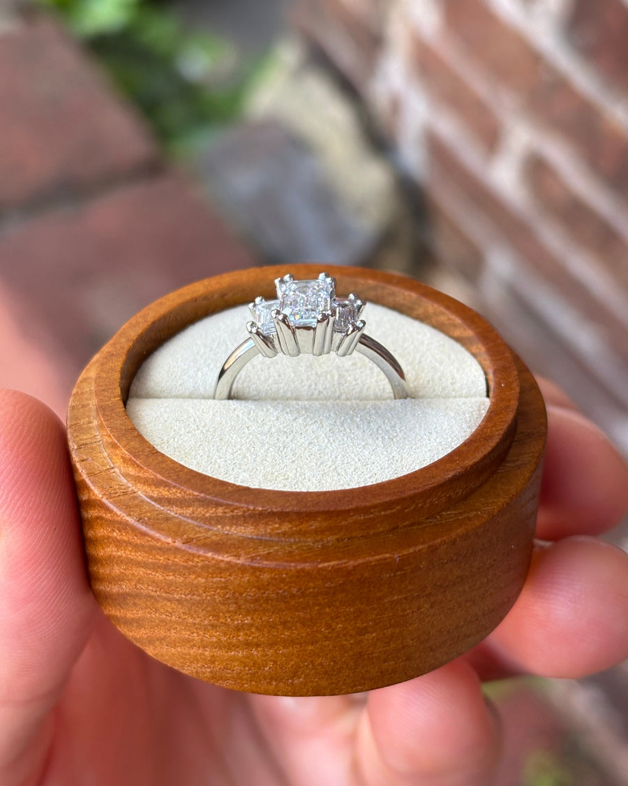 2.04ct Emerald Claw Trilogy Engagement Ring
