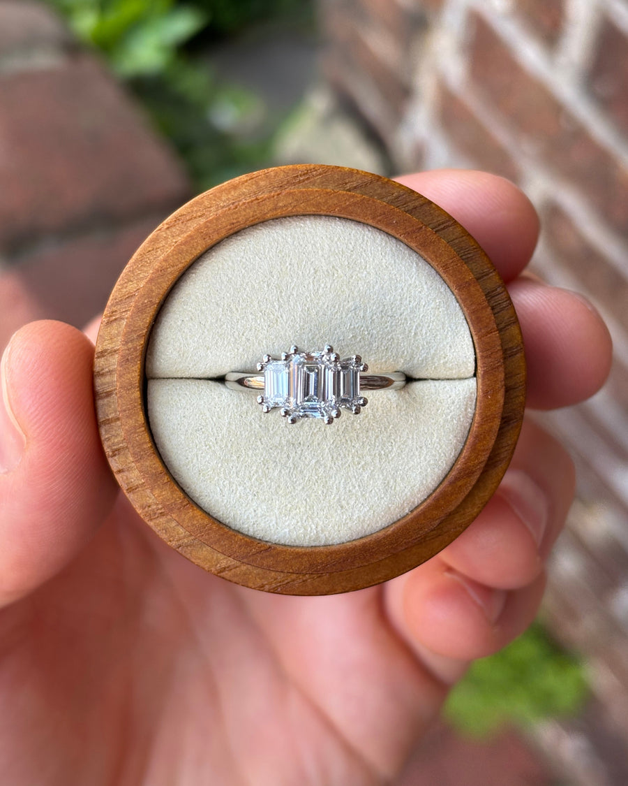 2.04ct Emerald Claw Trilogy Engagement Ring