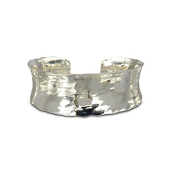 Hammered Concave Solid Silver Cuff Bangle Bangle Pruden and Smith   