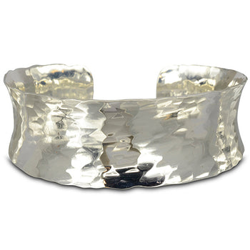 Hammered Concave Solid Silver Cuff Bangle Bangle Pruden and Smith   