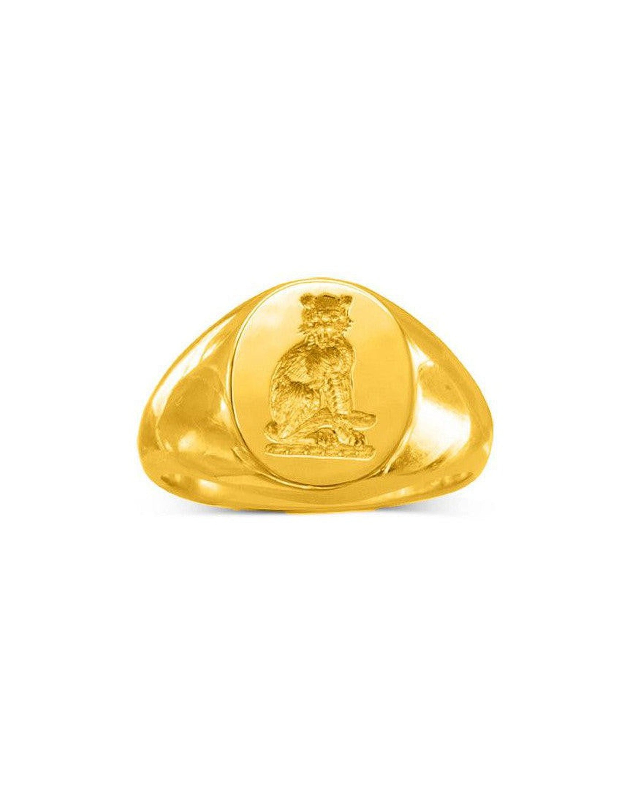 Lion Tiered Fantasy Yellow Gold Signet Ring | Ylang 23