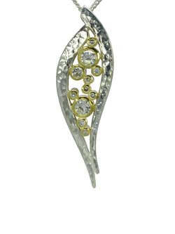 Forged Silver and Gold Diamond Pendant Pendant Pruden and Smith   