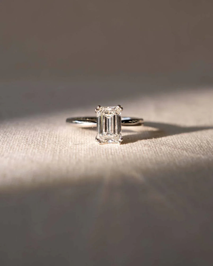Handmade 2.09ct Emerald Cut Lab-Grown Diamond Hidden Halo Engagement Ring by Pruden & Smith