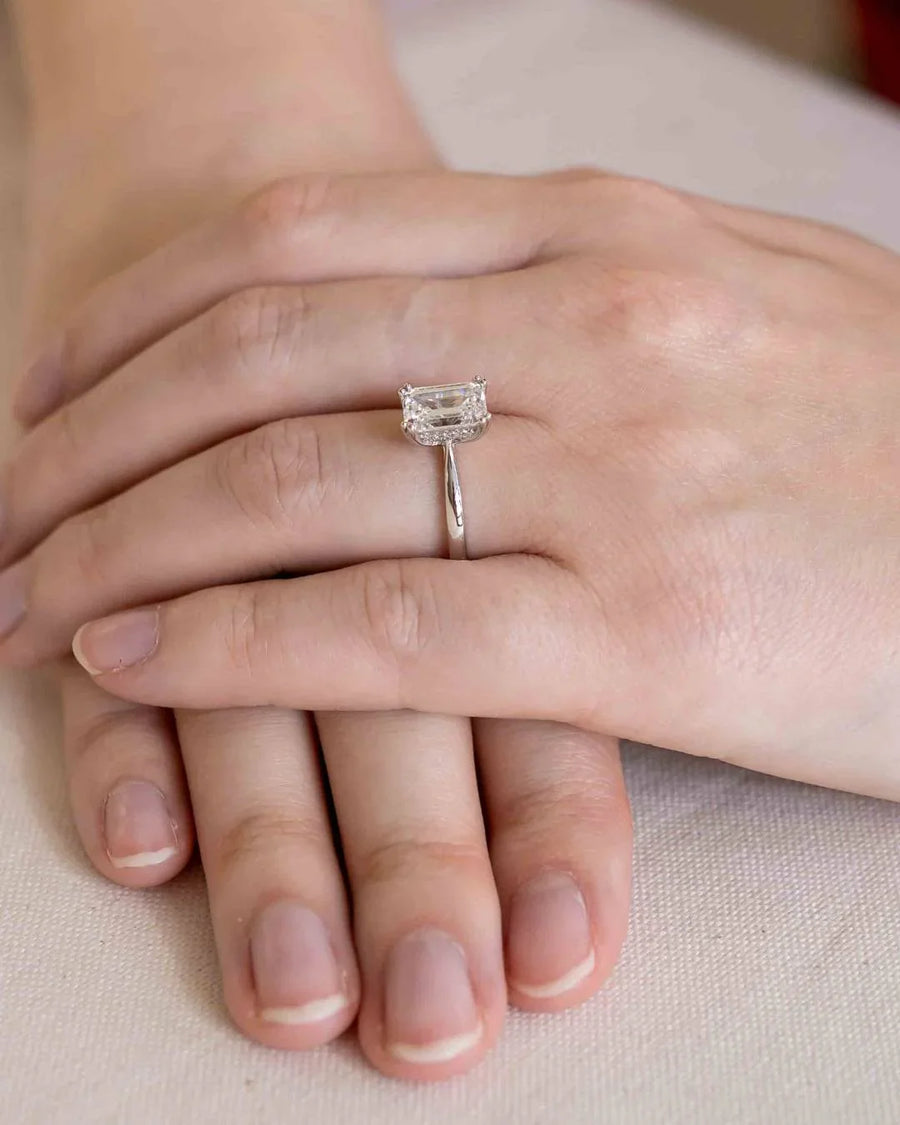 hidden halo engagement how much is a carat emerald cut diamond
