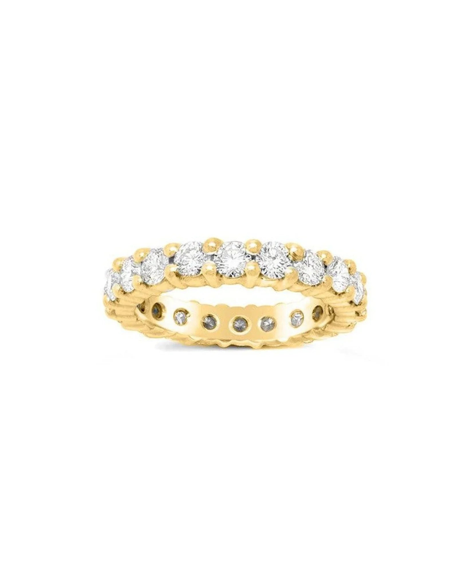 18ct yellow gold full eternity ring with claw set lab grown diamonds.