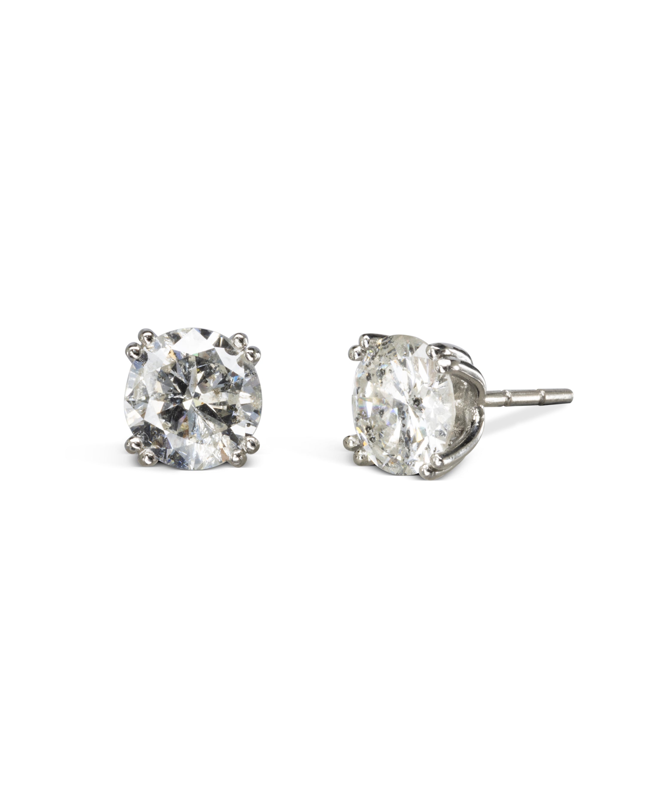 Large Diamond Double Claw Stud Earrings Pruden and Smith