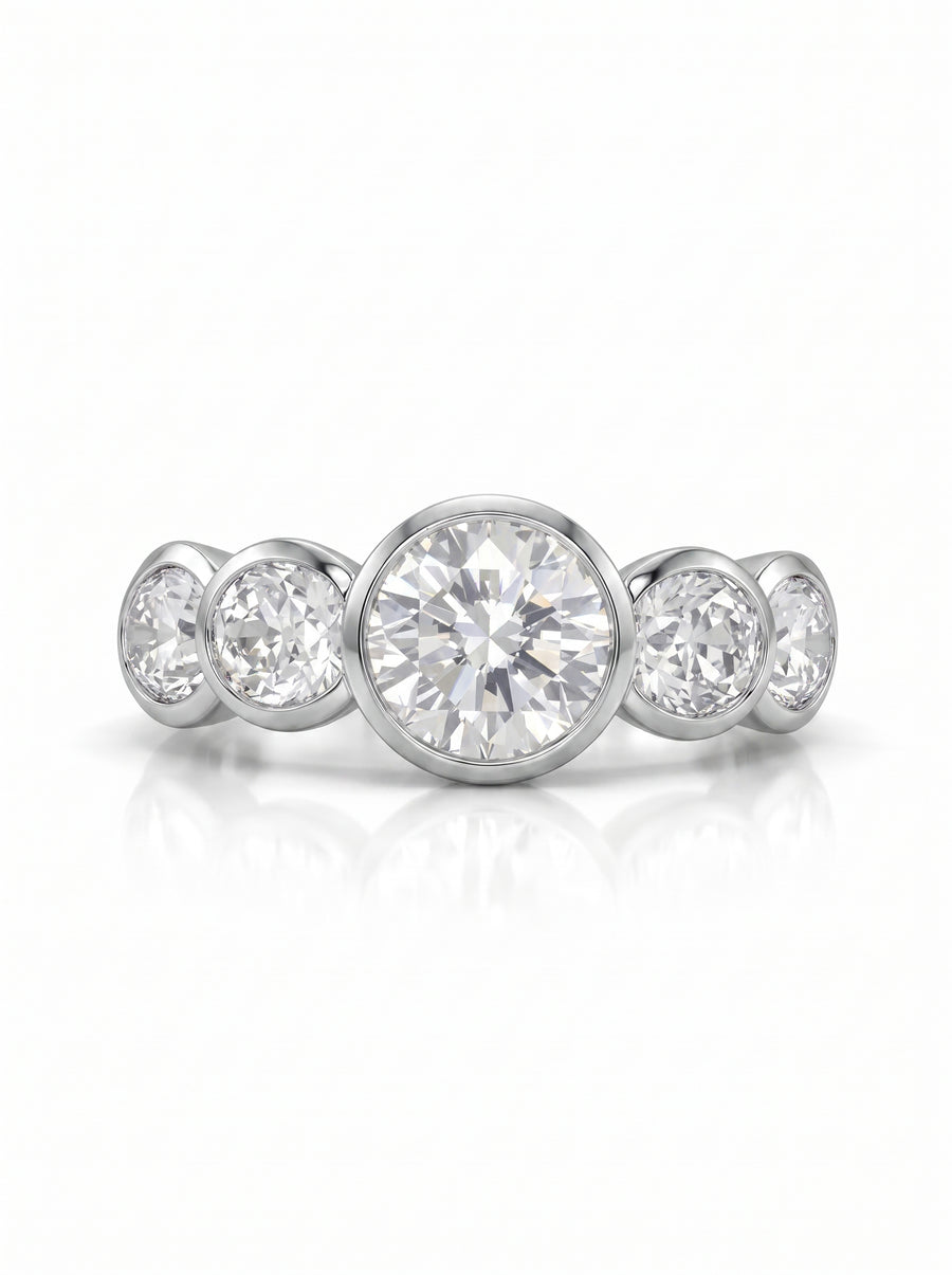 Art Deco Round Brilliant Cut Diamond Engagement Ring