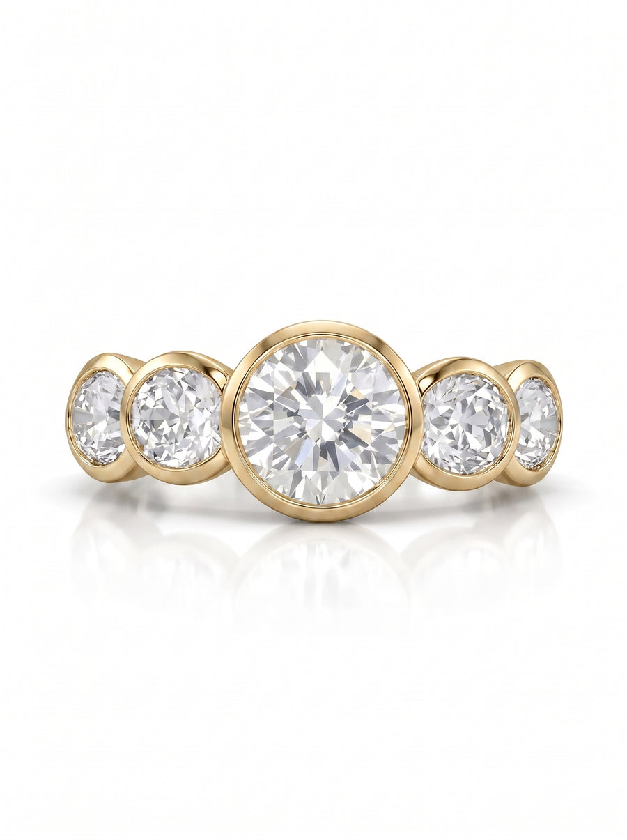 Art Deco Round Brilliant Cut Diamond Engagement Ring