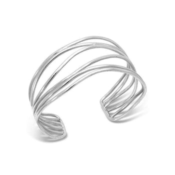 Six Strand Solid Silver Cuff Bangle (Shallow) Bangle Pruden and Smith   