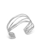 Six Strand Solid Silver Cuff Bangle (Shallow) Bangle Pruden and Smith   