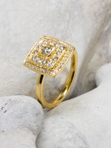 Yellow gold cluster engagement ring