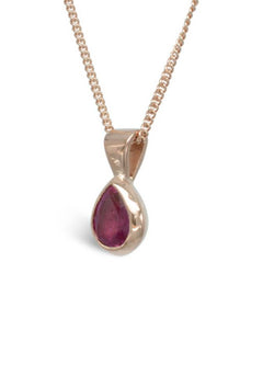 Pear Shaped Solid Gold Ruby Pendant Pendant Pruden and Smith 9ct Rose Gold  
