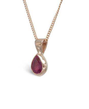 Pear Shaped Solid Gold Ruby Pendant Pendant Pruden and Smith 9ct Rose Gold  