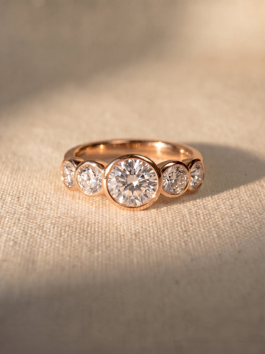 Art Deco Round Brilliant Cut Diamond Engagement Ring