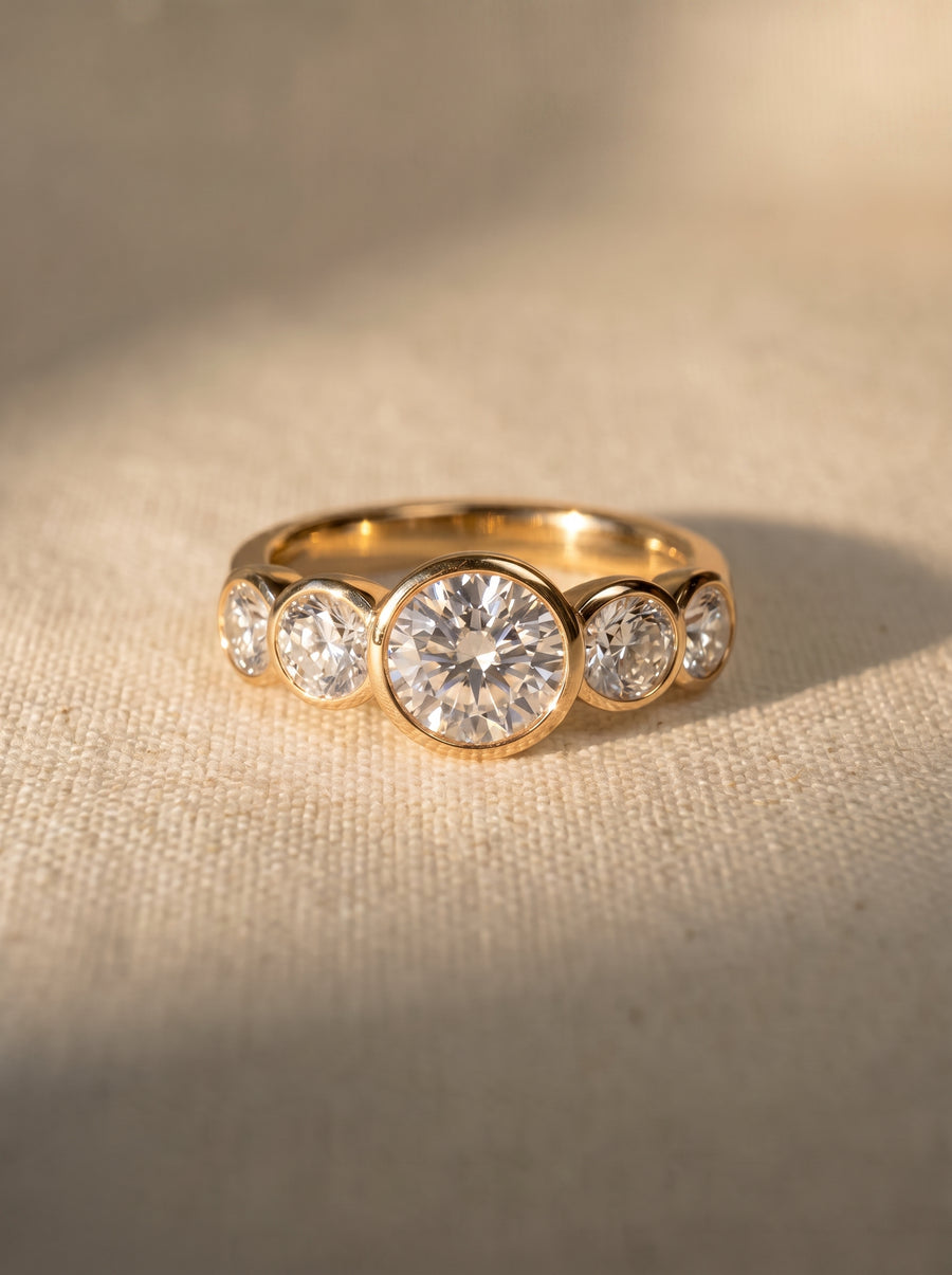 Art Deco Round Brilliant Cut Diamond Engagement Ring