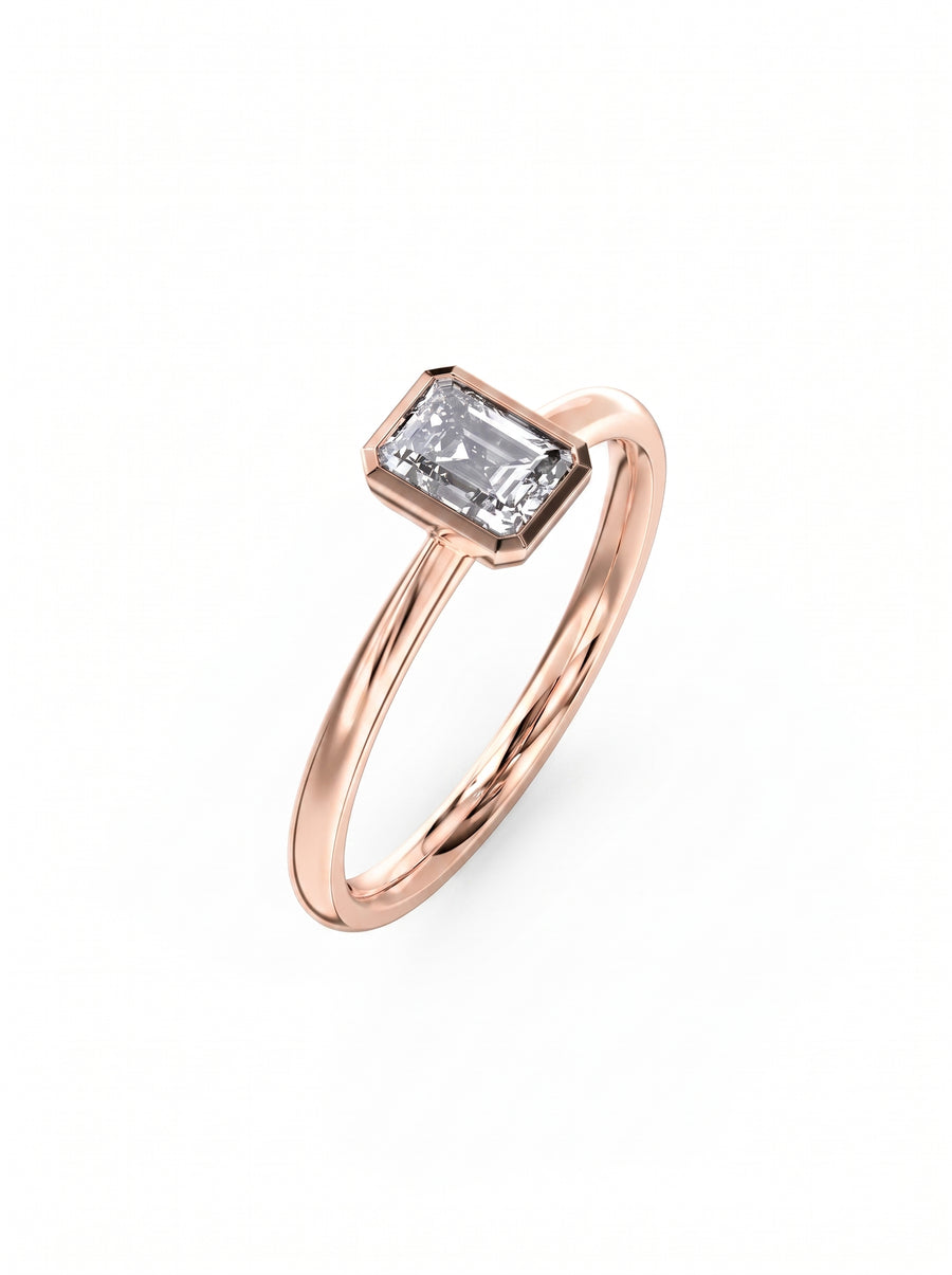 Emerald Cut Bezel Engagement Ring