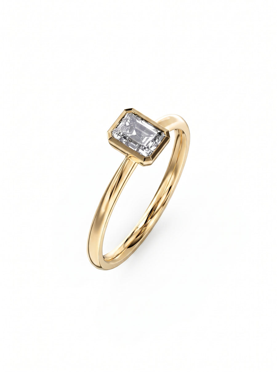 Emerald Cut Bezel Engagement Ring