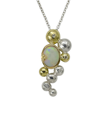 Diamond and Opal Silver and Gold Pendant Pendant Pruden and Smith   